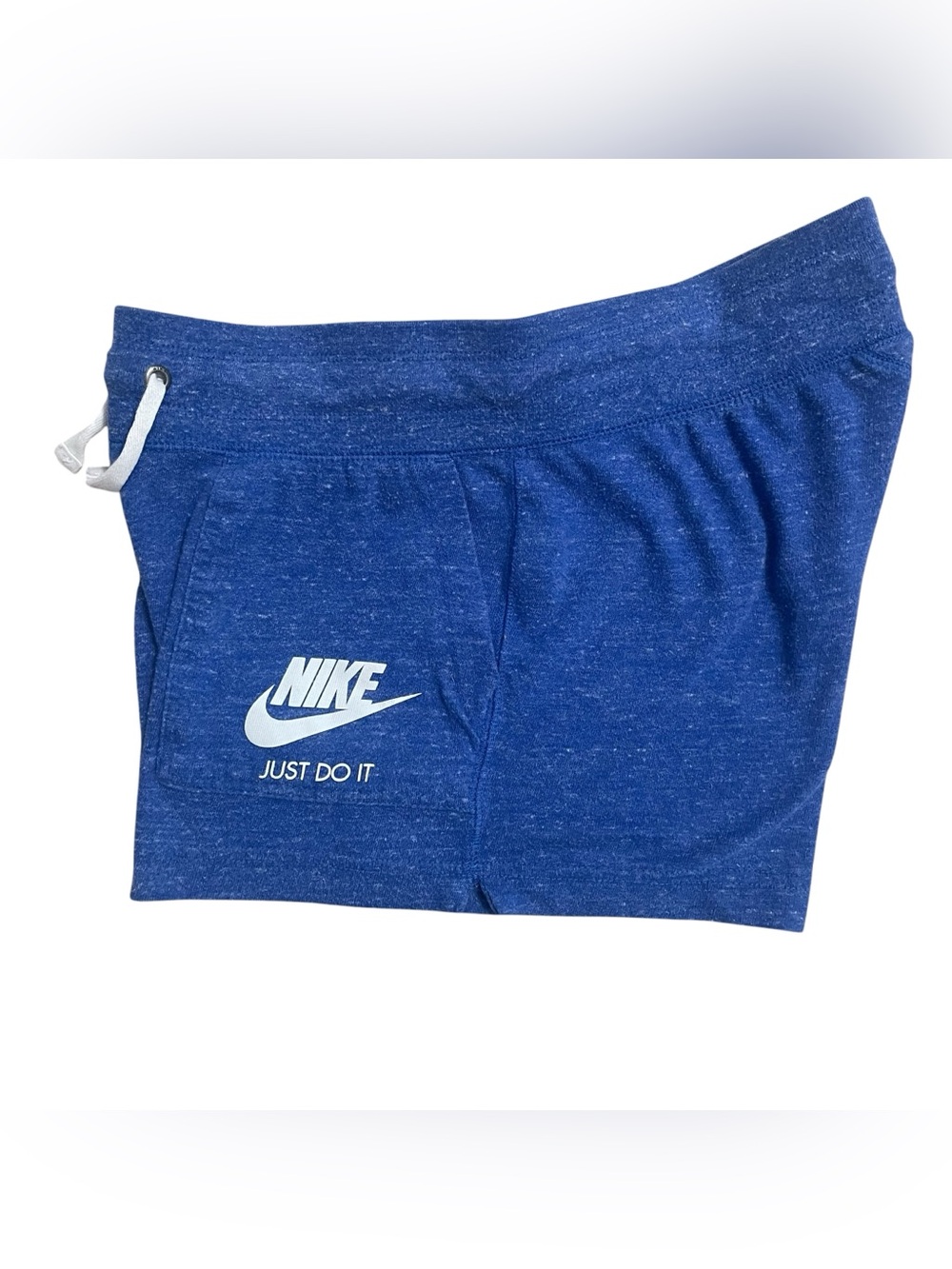 Nike Blue Heather Retro Sweat Shorts with Swoosh  'Just Do It' Size Small